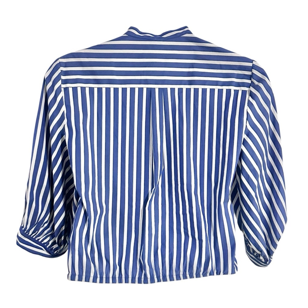 Karen Kane Women's Blue & White Stripe Tie Waist Top - M - Picture 4 of 7